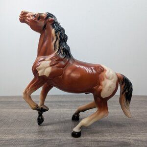 Vintage 1960's Brown and Cream Toned Plastic Toy Horse Pony Rare Collectible 60s
